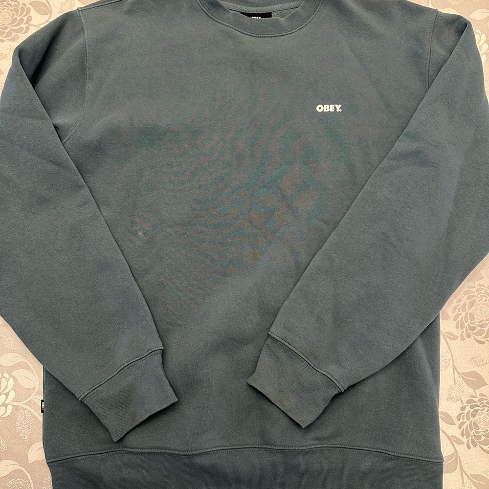 Obey Men's Crewneck Sweater in Teal Green